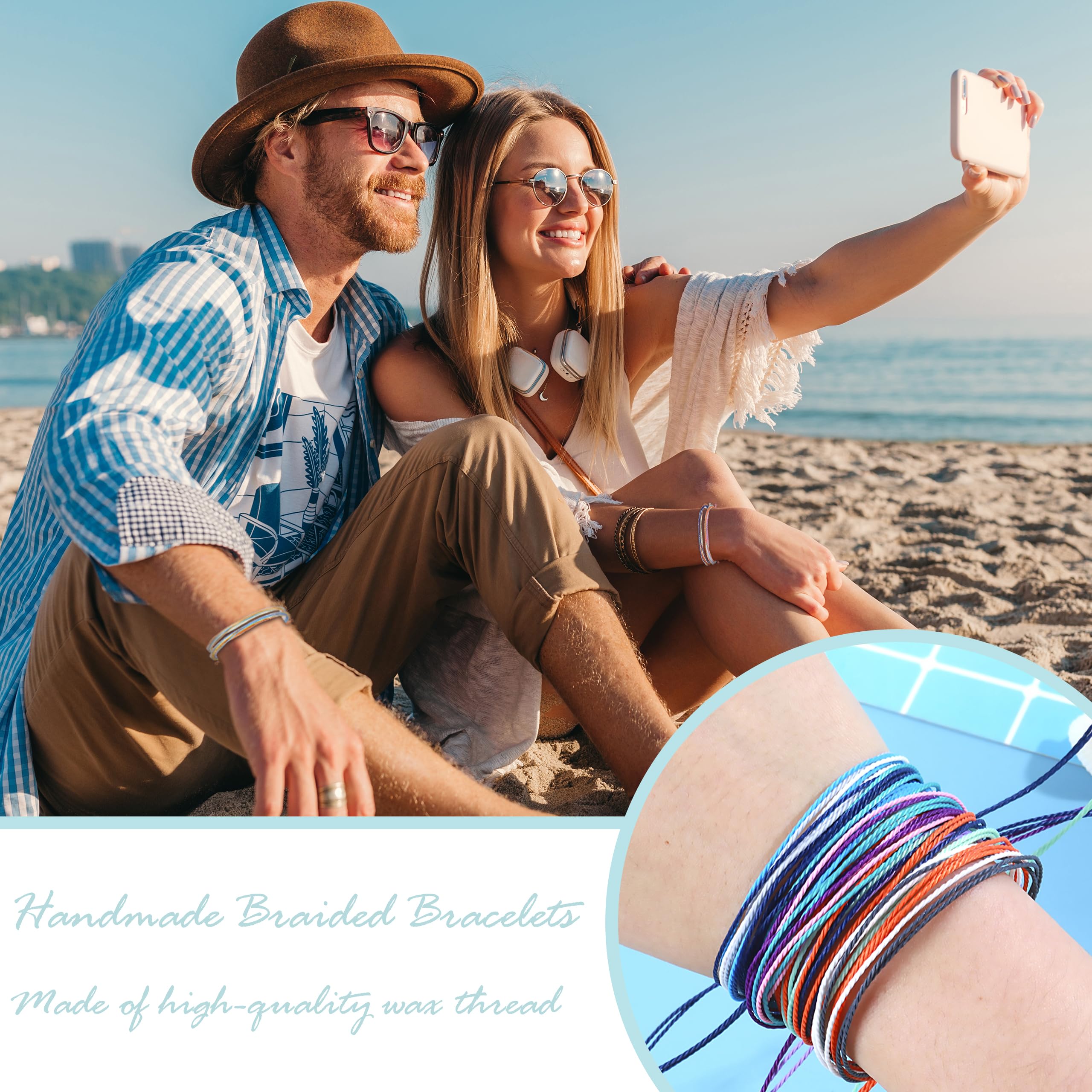 Trendy Adjustable Wave Surfer Friendship Bracelets for Women - Waterproof Summer Ankle Bracelets, Long Tiantian String Bracelets, Perfect Gifts & Stocking Stuffers - Ideal for Beach Outfits, Boho Fashion, and Casual Wear