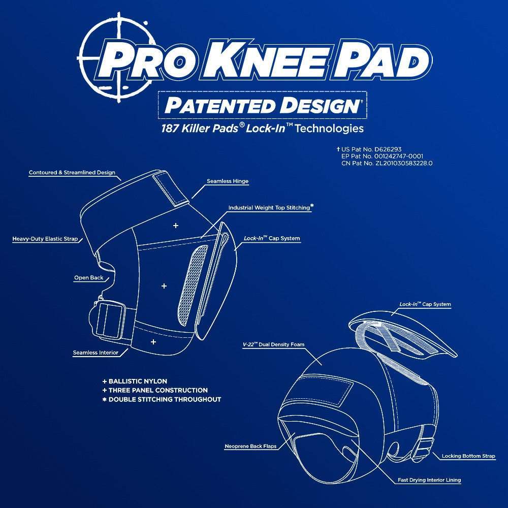 187 Pro Knee Pads for Construction & Flooring - Heavy Duty Work Knee Protection (Black/White) - Ideal for Carpenters, Tile Installers & DIY Projects