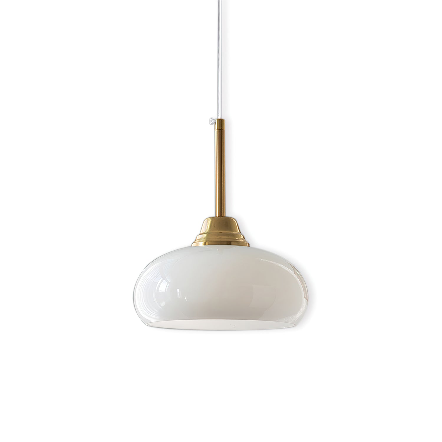 Modern Cream Glass Pendant Light - Elegant Hanging Chandelier for Kitchen Island, Dining Room & Bedroom Lighting - Dimmable LED Ceiling Fixture with Frosted Shade