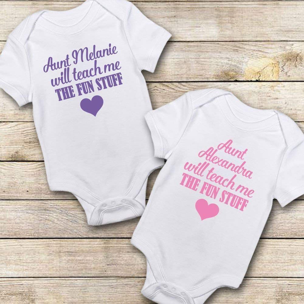 Custom Aunt Baby Bodysuit - Updated Version - Soft & Comfortable Infant Onesie for Newborns & Toddlers - Perfect for Family Photos, Baby Showers & Special Occasions