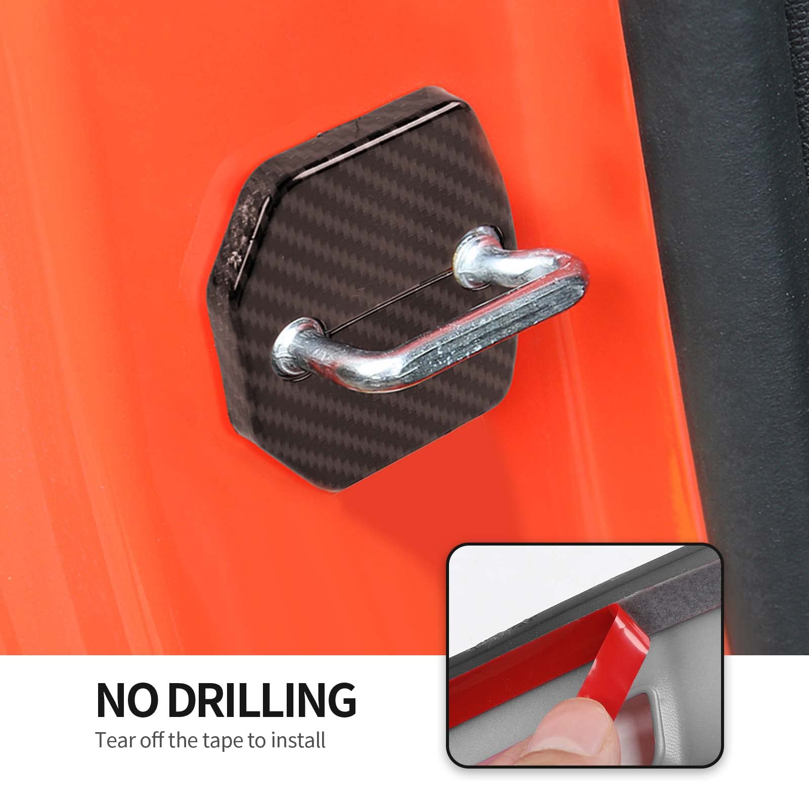 CheroCar Carbon Fiber Door Lock Cover & Arm Protection Stopper - Anti-Rust Interior Accessories for Ford F150/F250/F350 2015-2022 Models - Prevent Scratches & Enhance Vehicle Interior Protection (Set of 4)