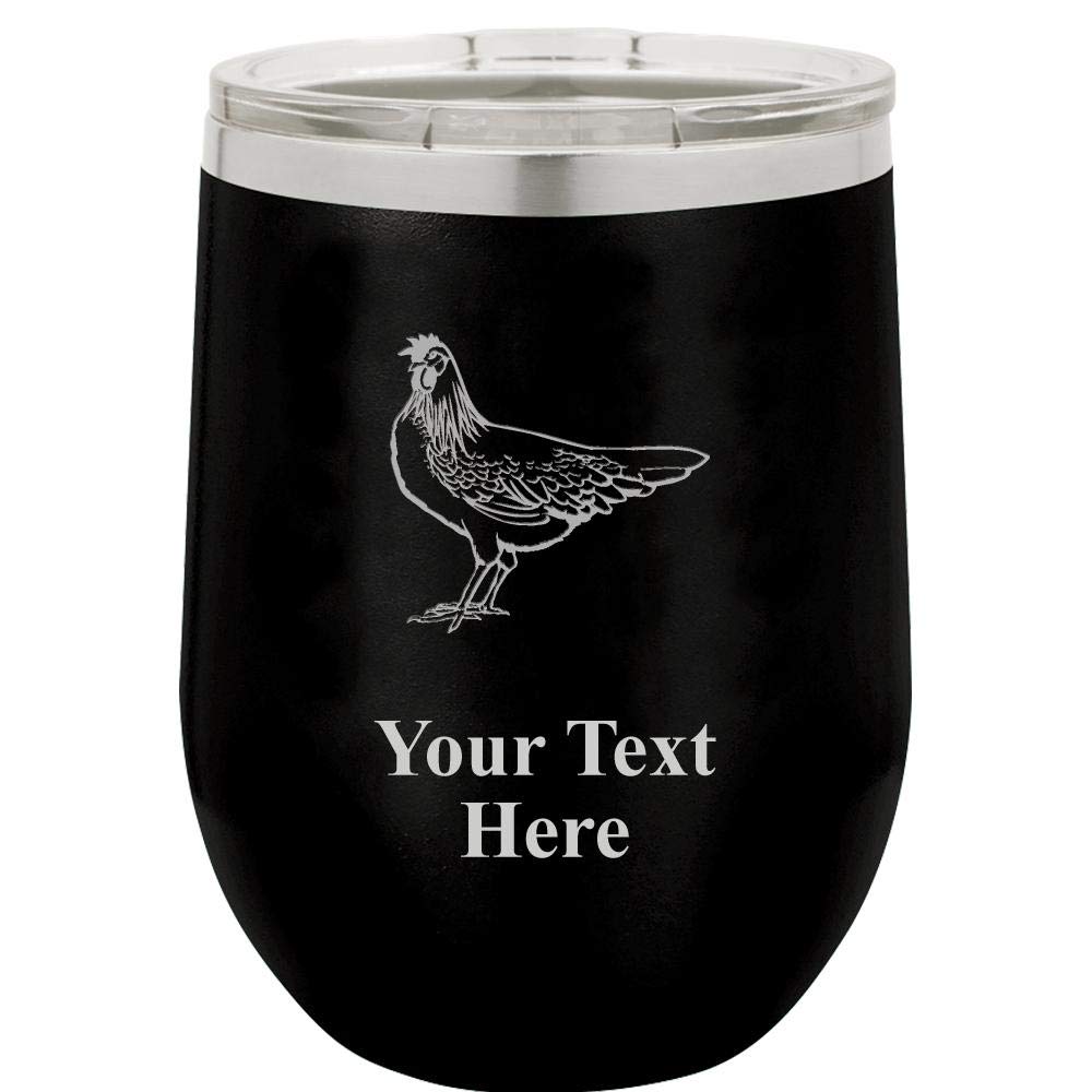 12oz Black Stainless Steel Chicken Loser Mug - Insulated Travel Tumbler for Hot & Cold Drinks with Clear Lid - BPA Free Customizable Wine Cup - Perfect Gift for Office, Camping & Road Trips