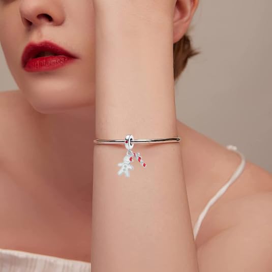 Christmas Gingerbread Man Charm Bead for Pandora Bracelets - Festive Holiday Cookie Dangle Jewelry Gift for Women, Grandma, Mom, Sister - Perfect for Christmas Parties, Family Gatherings & Gift Exchanges