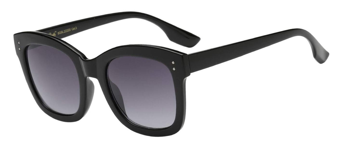 OWL Women's Square Oversized Sunglasses - 1950s Retro Style Thick Plastic Frame with Pouch - Perfect for Beach, Driving & Fashion Accessories