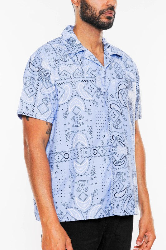 Men's Casual Collared Print Button Down Shirt - Stylish Short Sleeve Hawaiian Shirt for Summer, Beach, Party & Vacation - Lightweight Breathable Fabric for Outdoor Activities