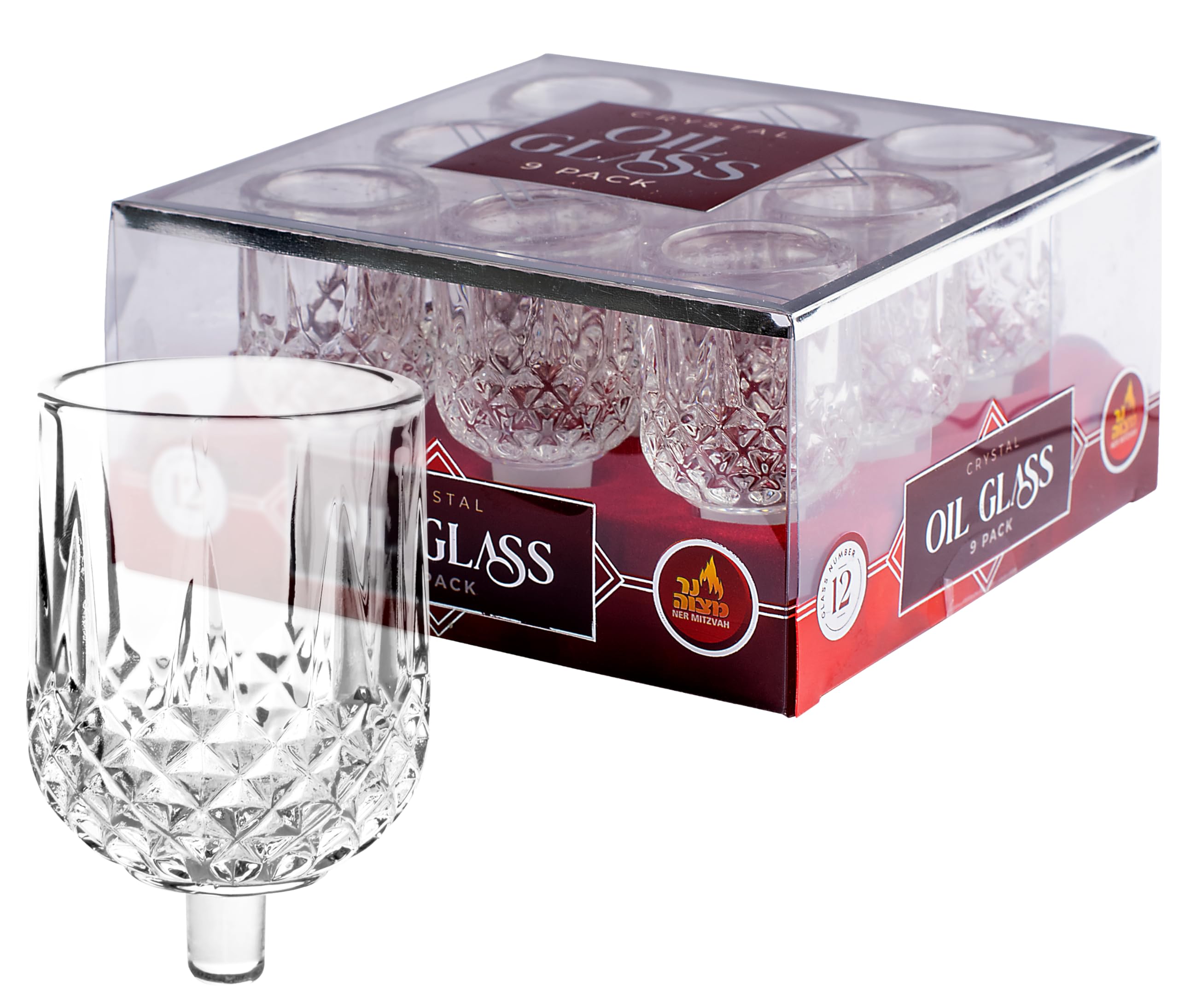 Elegant Crystal Hanukkah Menorah Oil Cups - Durable Chanukah & Shabbos Oil Candle Holders for Jewish Holidays - Perfect for Home Decor, Synagogue Use & Holiday Celebrations
