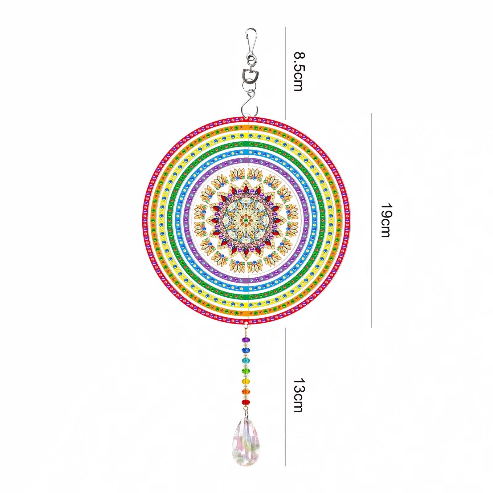 5D DIY Mandala Diamond Painting Kit - 3D Wind Chimes & Suncatcher for Adults & Kids - Beginner-Friendly Rhinestone Art Craft for Home, Garden, Wall, Window Decor - Relaxing Creative Activity & Unique Gift Idea