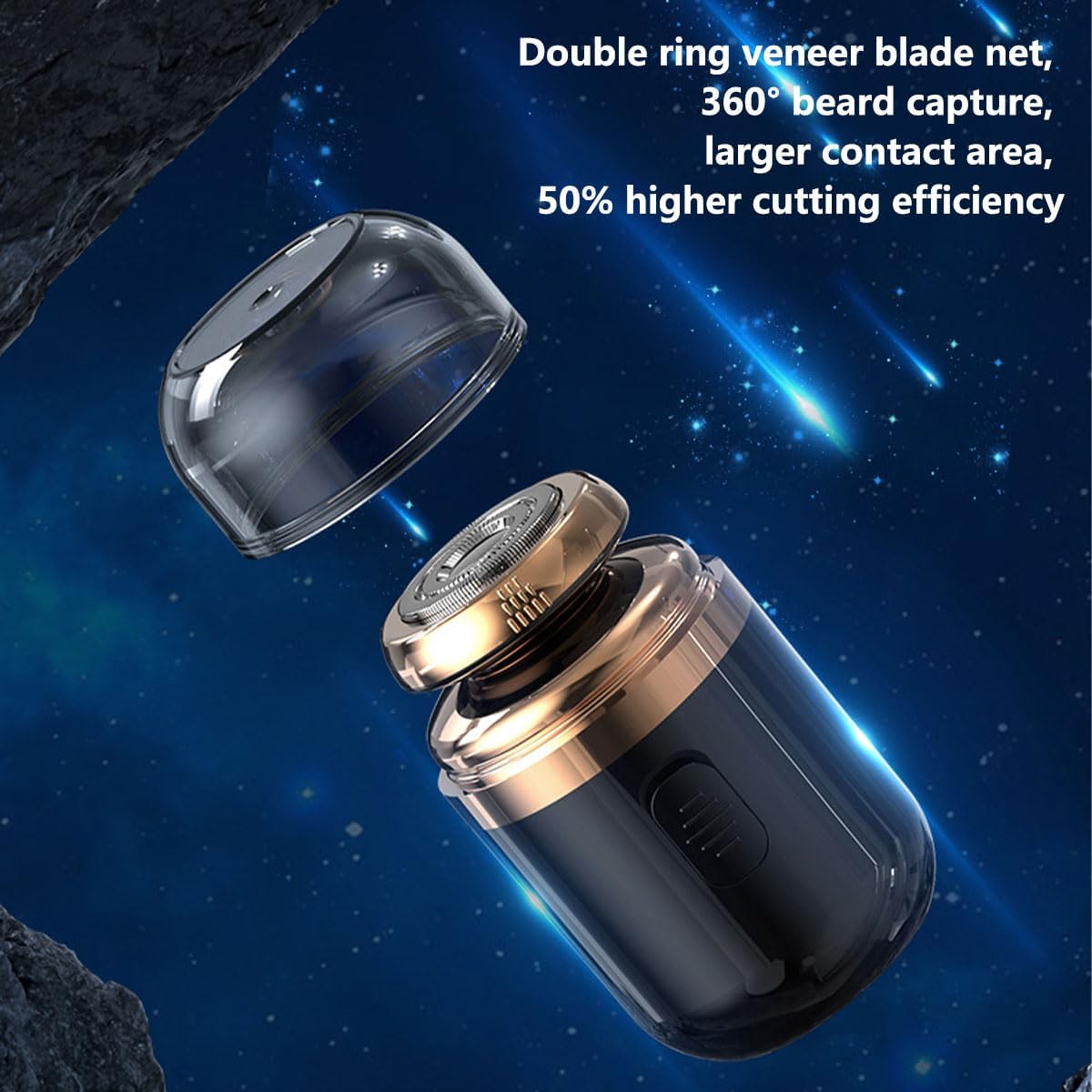 Portable Mini Electric Shaver & Nose Hair Trimmer - 2-in-1 Travel Shaver with Replacement Heads, Compact Capsule Design for Men - Perfect for Travel, Home, and Business Use (Black)