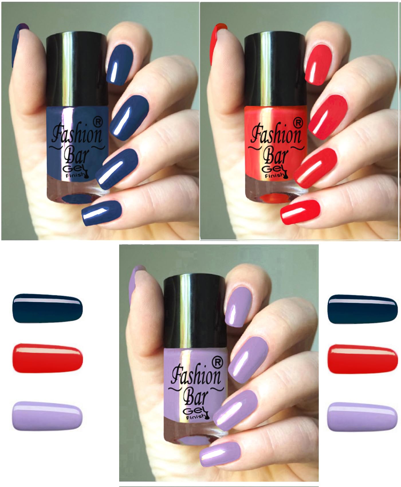 12-Piece Fashion Bar Gel Finish Nail Polish Set - 6 Vibrant Colors Combo for Salon-Quality Manicures at Home | Perfect for Parties, Weddings & Everyday Wear