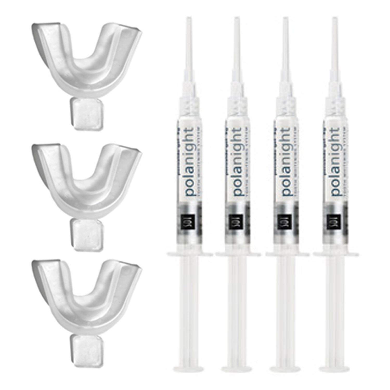 Polanight 22% Teeth Whitening Kit - 4 Syringes of Professional Bleaching Gel with Custom Trays for Brighter Smile | At-Home Dental Care & Stain Removal for Coffee, Wine & Smoking Stains