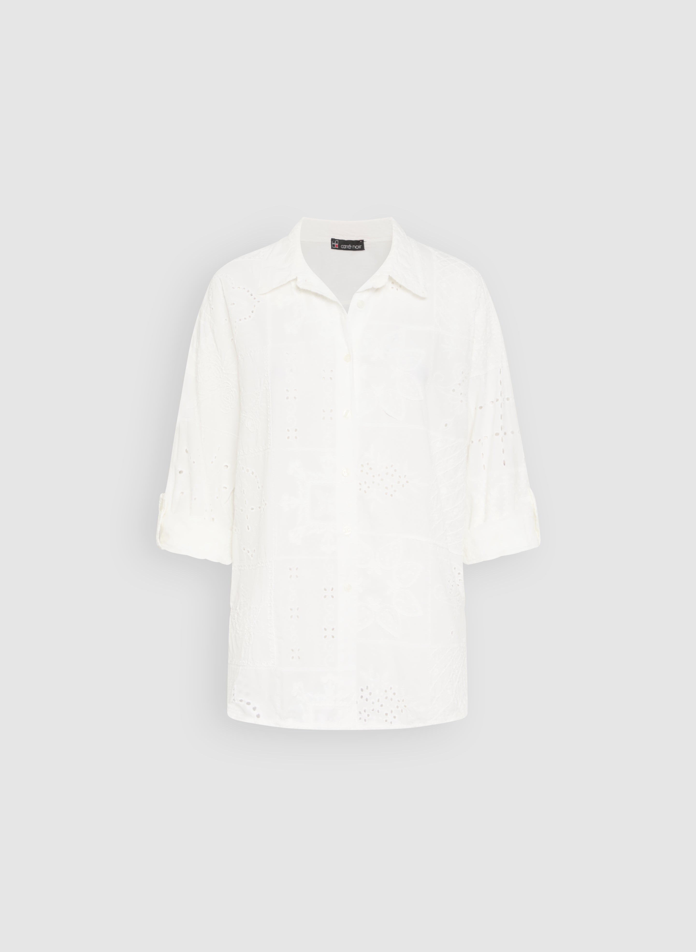 Embroidered Button Down Blouse for Women - Elegant Floral Print Casual Shirt - Perfect for Office, Date Night & Spring Outfits