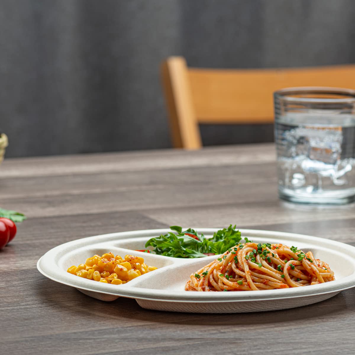 500 Pack 10 Inch Heavy-Duty Compostable Plates | 3-Compartment Eco-Friendly Disposable Sugarcane Fiber Plates | Brown Unbleached | Perfect for Parties, Picnics & Catering Events