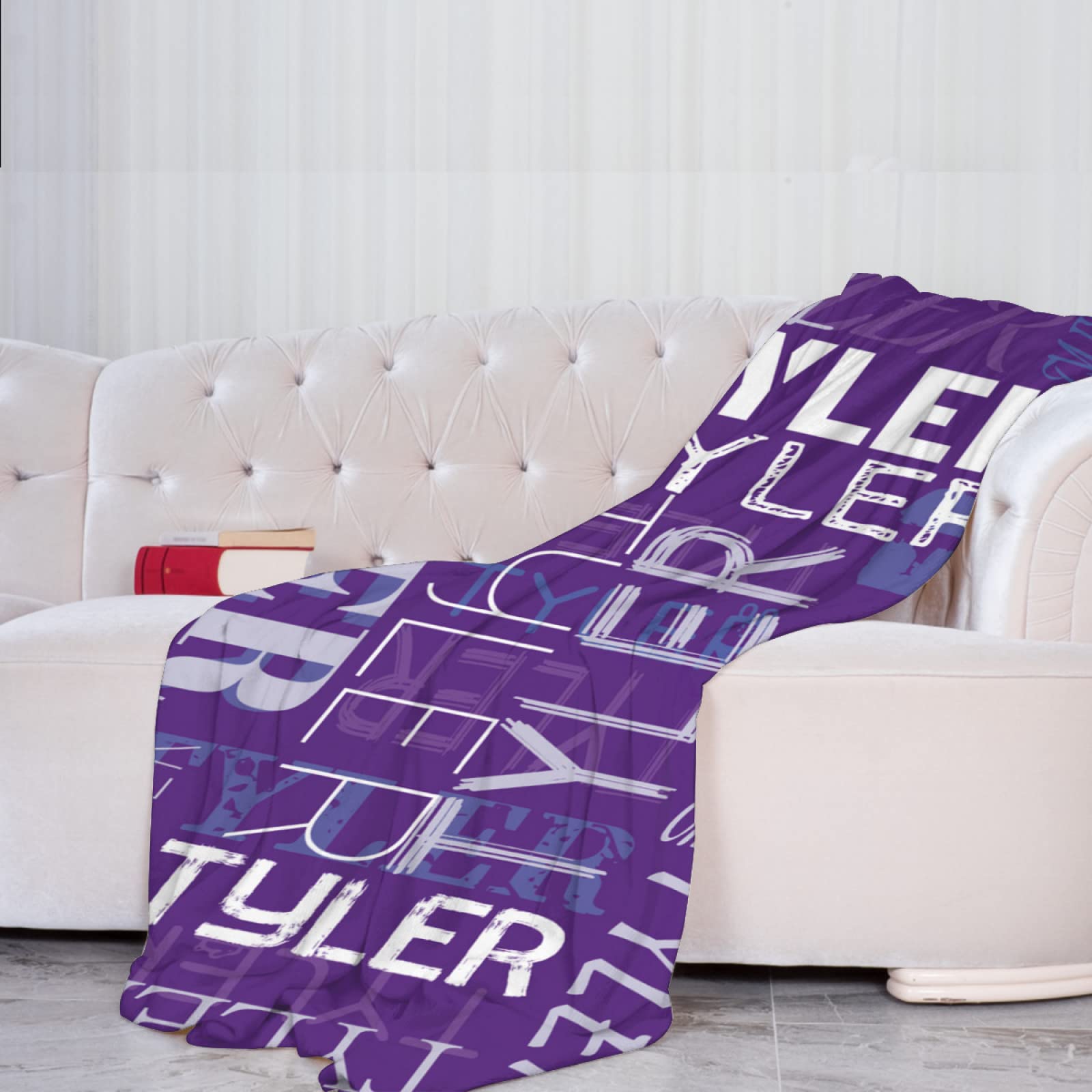 Dr.TOUGH Personalized Name Blanket - Customized Fleece Throw with Embroidery for Adults & Kids (60×80
