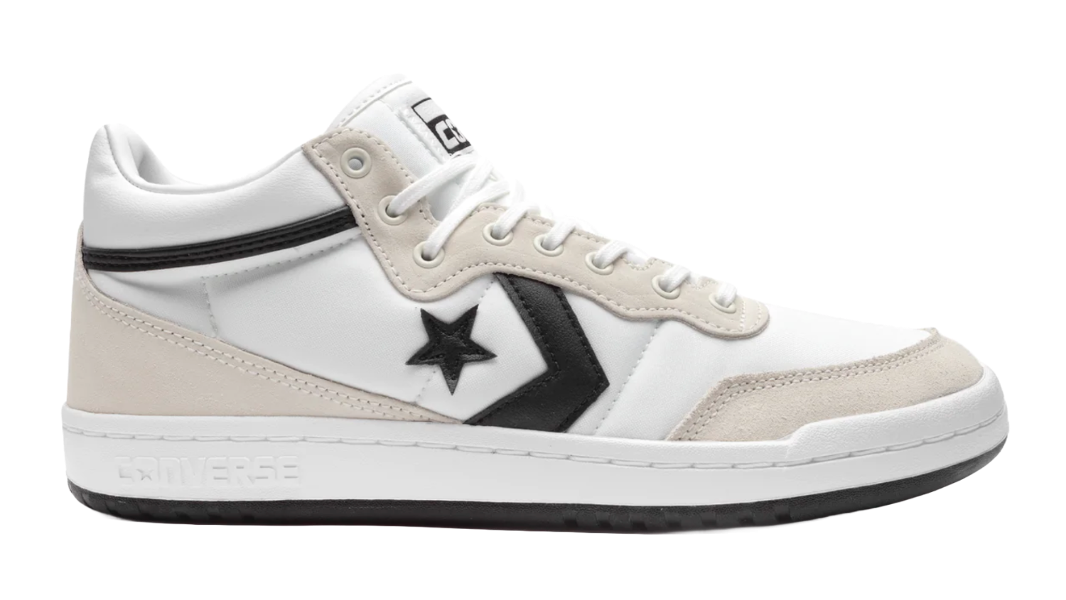 Converse CONS Fastbreak Pro Mid Basketball Shoes - White/Black/Egret | High-Top Sneakers for Men & Women | Perfect for Streetwear, Casual & Court Performance