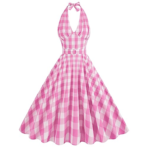 Pink White Plaid Halter-belt