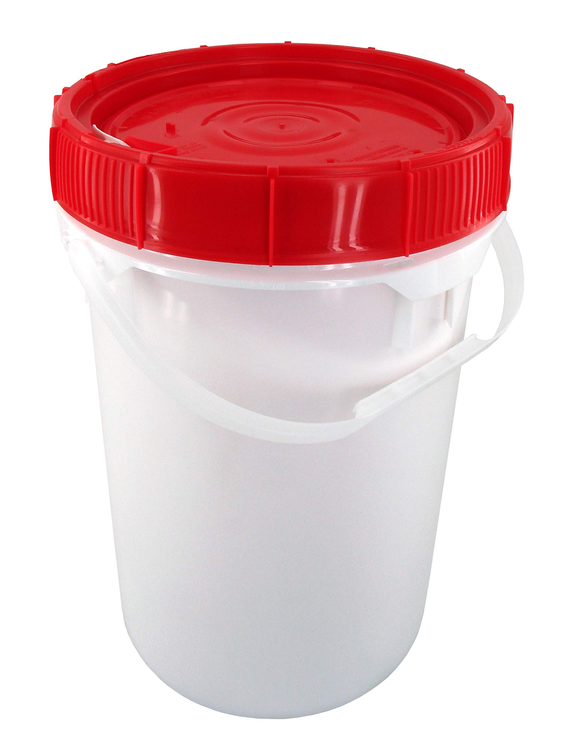 6.5 Gallon Heavy Duty Screw Top Bucket with Red Lid - 90 Mil Thick Plastic for Food Storage, Paint Mixing & Construction Use