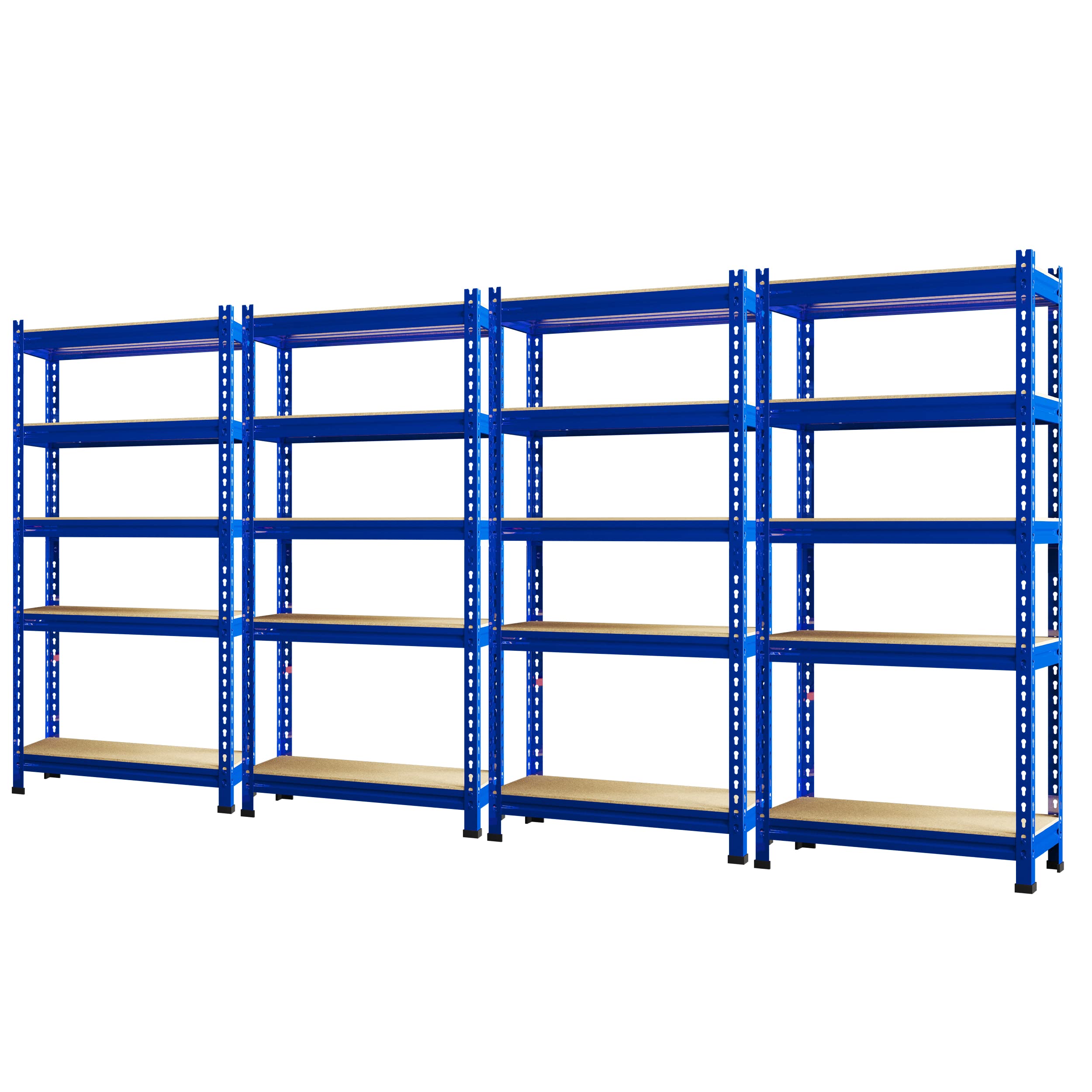 PrimeZone 4 Pack 5-Tier Heavy Duty Metal Storage Shelves - Adjustable Garage Shelving Unit for Warehouse, Pantry, Closet & Kitchen Organization - Blue | Space-Saving Solution for Home, Office & Commercial Storage
