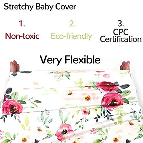**Kugge Stretchy Nursing Cover - Breathable Baby Car Seat Canopy for Stroller, High Chair & Shopping Cart - Multi-Use Infant Car Seat Cover for Breastfeeding & Travel - Perfect Baby Shower Gift (Floral Design)**    *(Ideal for on-the-go moms – use as a nursing cover, stroller shade, or shopping cart protector!)*