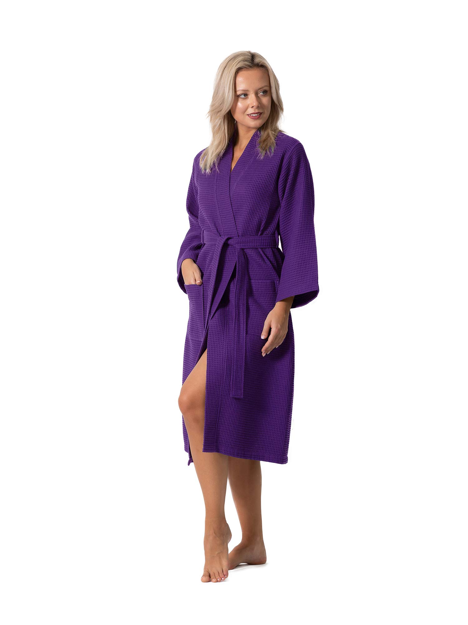 Premium Turkish Linen Waffle Knit Kimono Robe for Women - Lightweight Spa Bathrobe - Quick Dry & Ultra Soft - Perfect for Relaxation, Beach Cover-Up & Lounge Wear