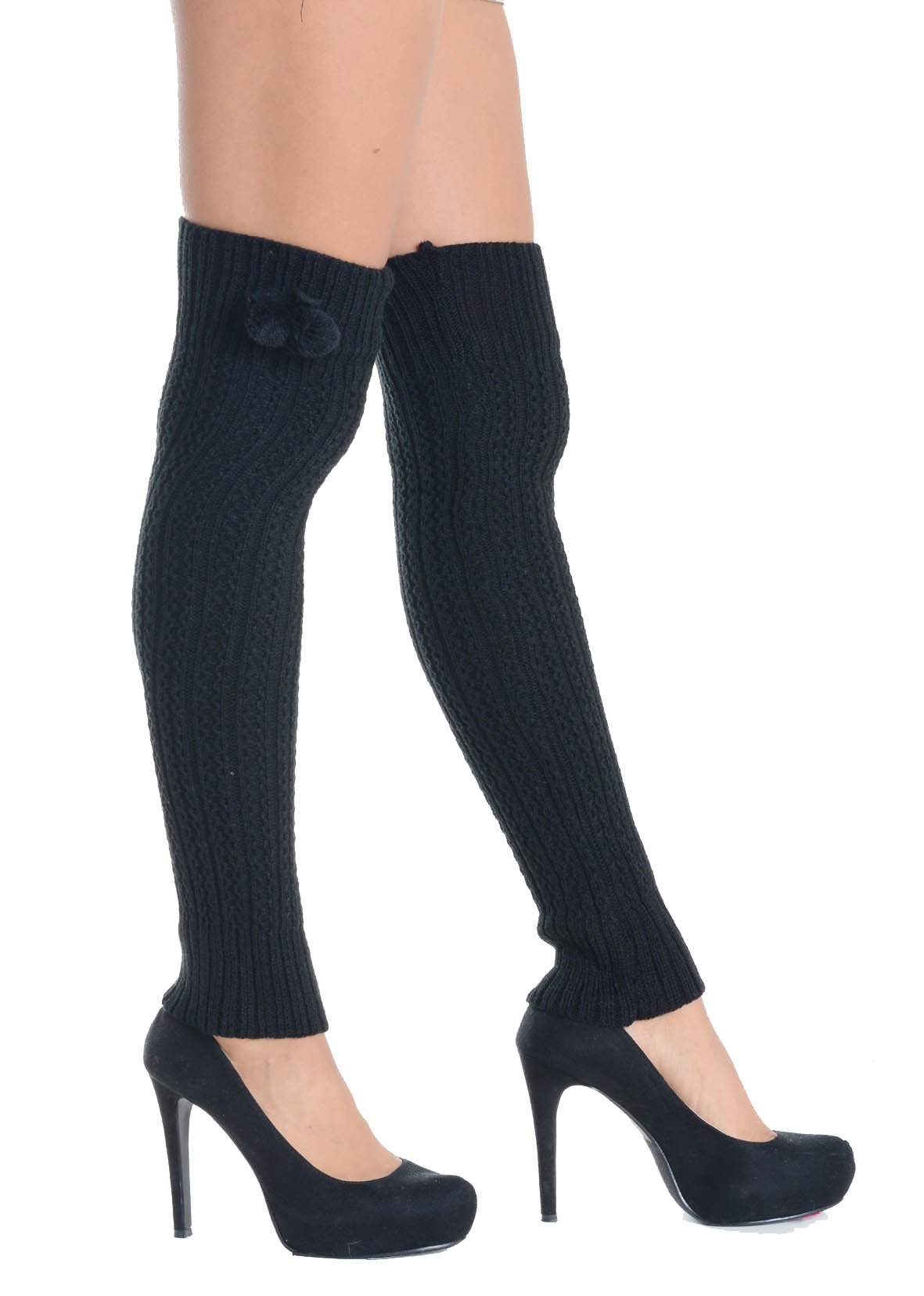 Yelete Fashion Leg Warmers with Pom Poms & Raised Patterns - Cozy Winter Accessories for Dance, Yoga, and Outdoor Activities