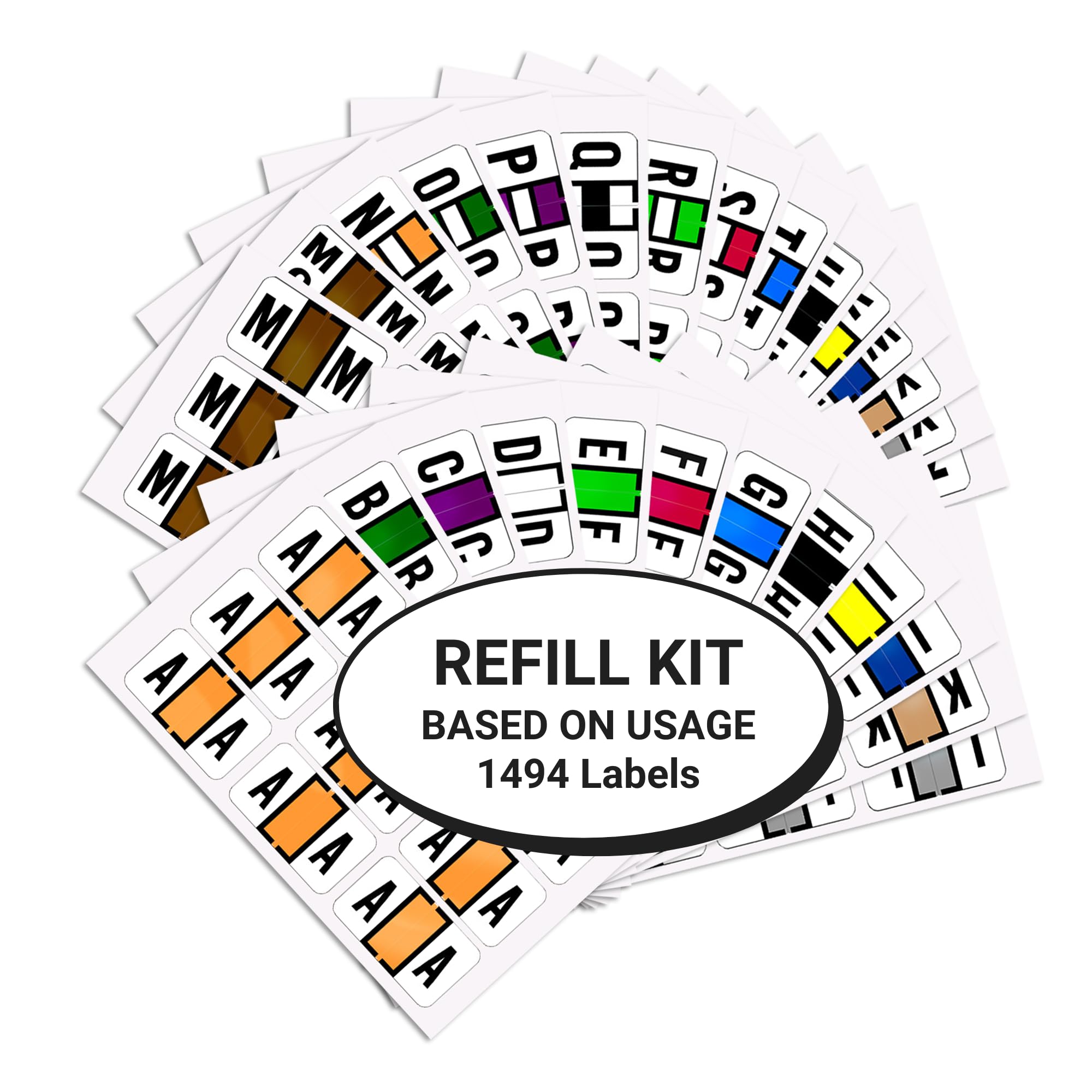 A to Z Alphabet Labels for File Folders - 1494 Medical Chart Color Code Stickers with Mc Refill Kit | Compatible with Jeter 7100 - JTAM Alpha Stickers Series | Perfect for Doctor Offices, Medical Records & Office Organization