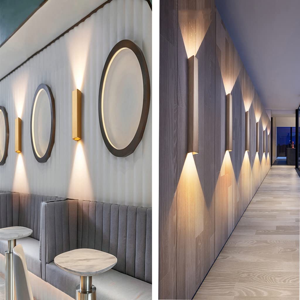 2-Pack Modern LED Wall Sconce Lights 12W Up Down Lighting - 6.5×6×45cm Indoor Wall Lights for Bathroom, Living Room, Bedroom, Dining Room & Hallway - Energy Saving Home Decor Lighting (Style4) - Perfect for Ambient Lighting & Space Illumination