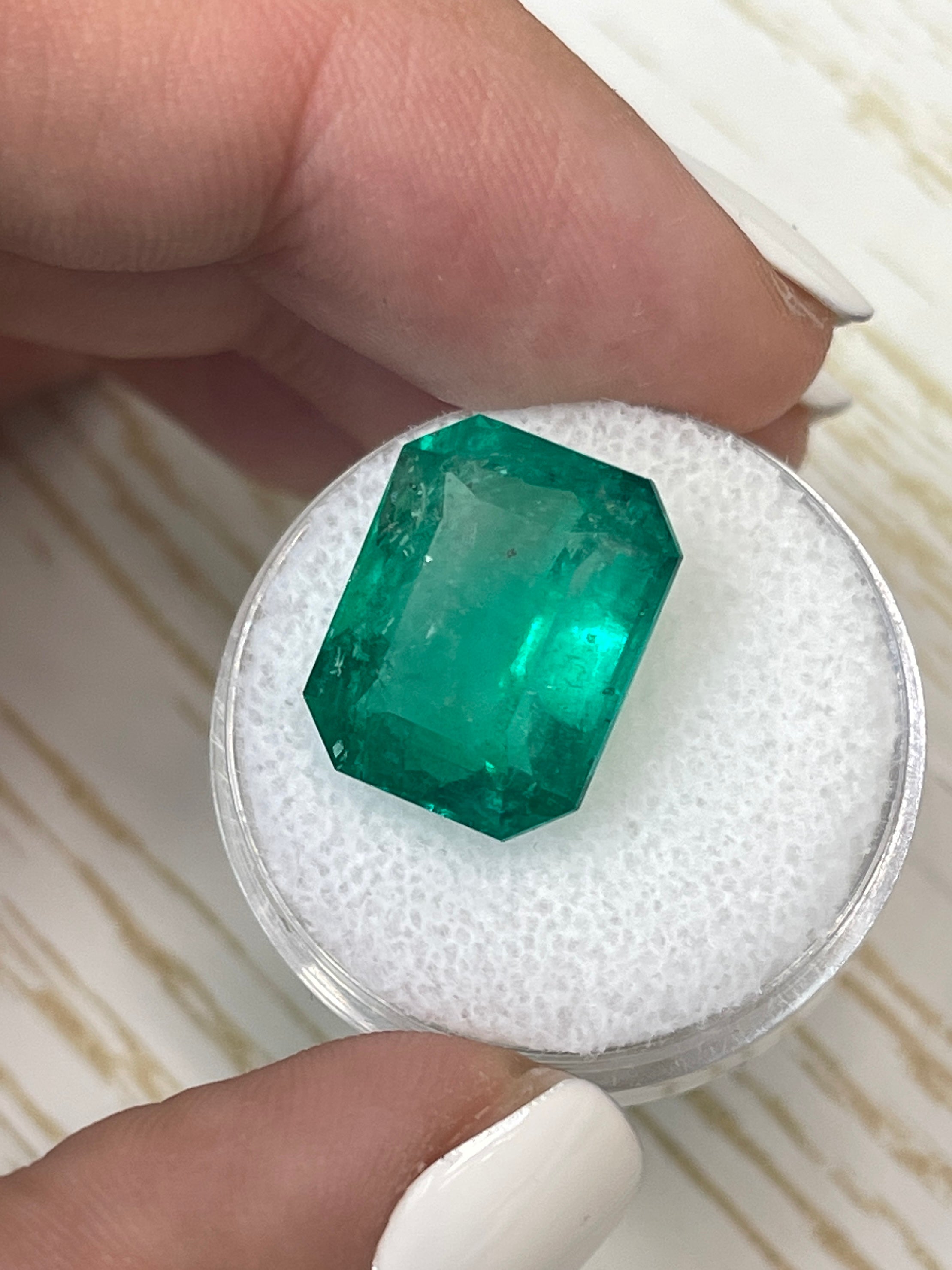 11.52 Carat GIA Certified Natural Colombian Emerald - 15.5x12mm Emerald Cut Loose Gemstone for Jewelry Making & Engagement Rings