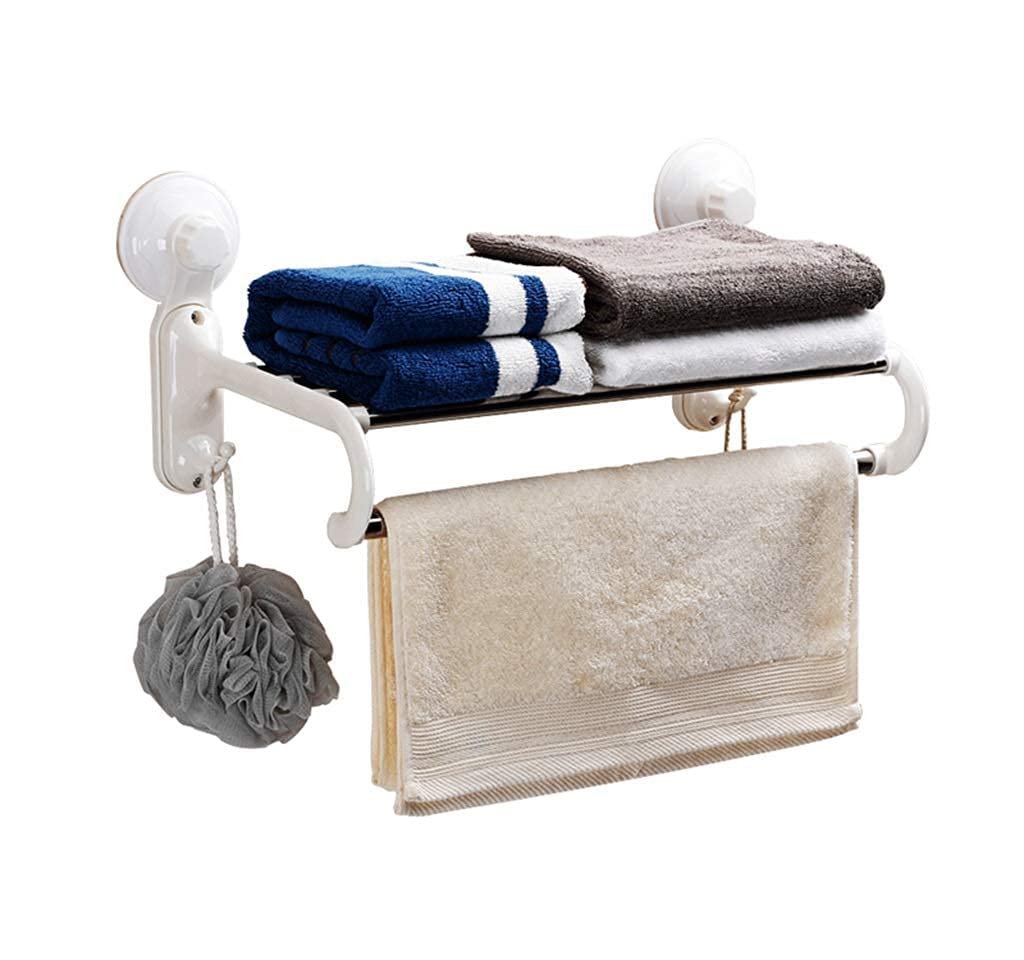 Stainless Steel Bathroom Towel Bar with Shelf & Hooks - 60Cm Wall Mounted Storage Rack for Towels & Bath Accessories - Perfect for Modern Bathrooms, Showers & Spa Areas
