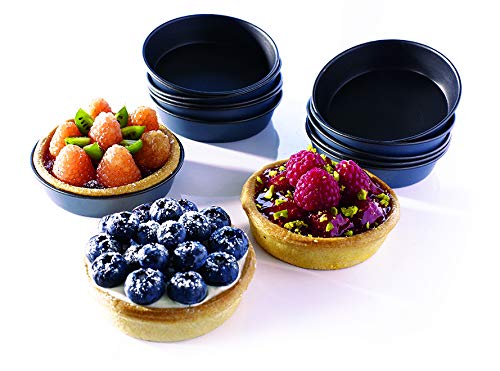 Matfer 4-by-13/16-Inch Professional Cake & Quiche Mold Set - 12-Pack Non-Stick Baking Pans for Perfect Pies, Tarts & Desserts - Ideal for Home Bakers & Commercial Kitchens