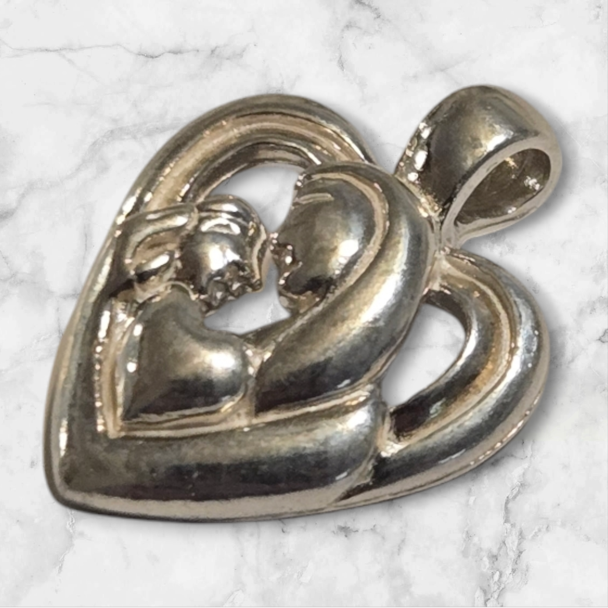 14K White Gold or Yellow Gold Light Madonna Puffy Heart Pendant Necklace | Sterling Silver Chain | Handmade in USA | Perfect for Valentine's Day Gifts & Anniversary Presents