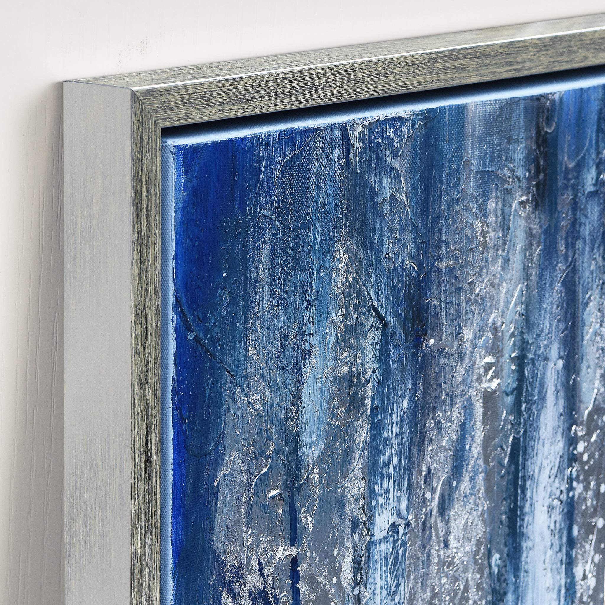 Abstract Wall Art Textured Hand Painted Canvas by Martin Edwards - Champagne Frame 40x30 Inches - Icicles Design - Modern Home & Office Decor for Living Room, Bedroom or Dining Area