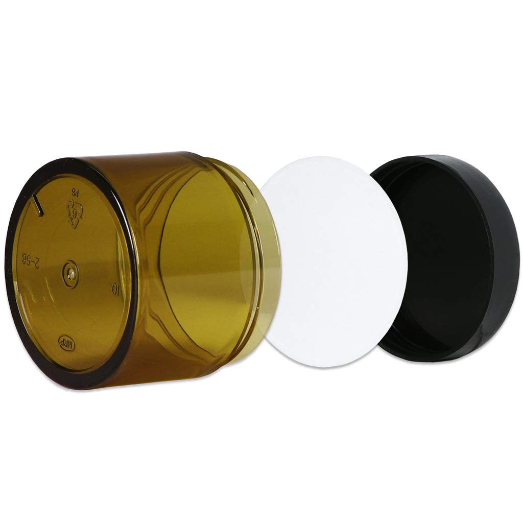 Beauticom 60ml (2oz) Amber Plastic Jars with Black Lids - 384 Pack Leak-Proof Round Containers for Cosmetics, Lotions, Creams & Ointments | Perfect for DIY Skincare, Travel Toiletries & Small Item Storage