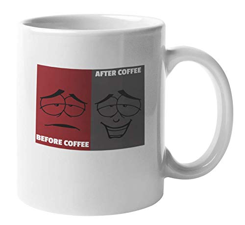 Funny Before & After Coffee Mug with Sad & Happy Face - 11oz Ceramic Tea Cup - Perfect for Office Humor, Gifts & Morning Coffee Laughs