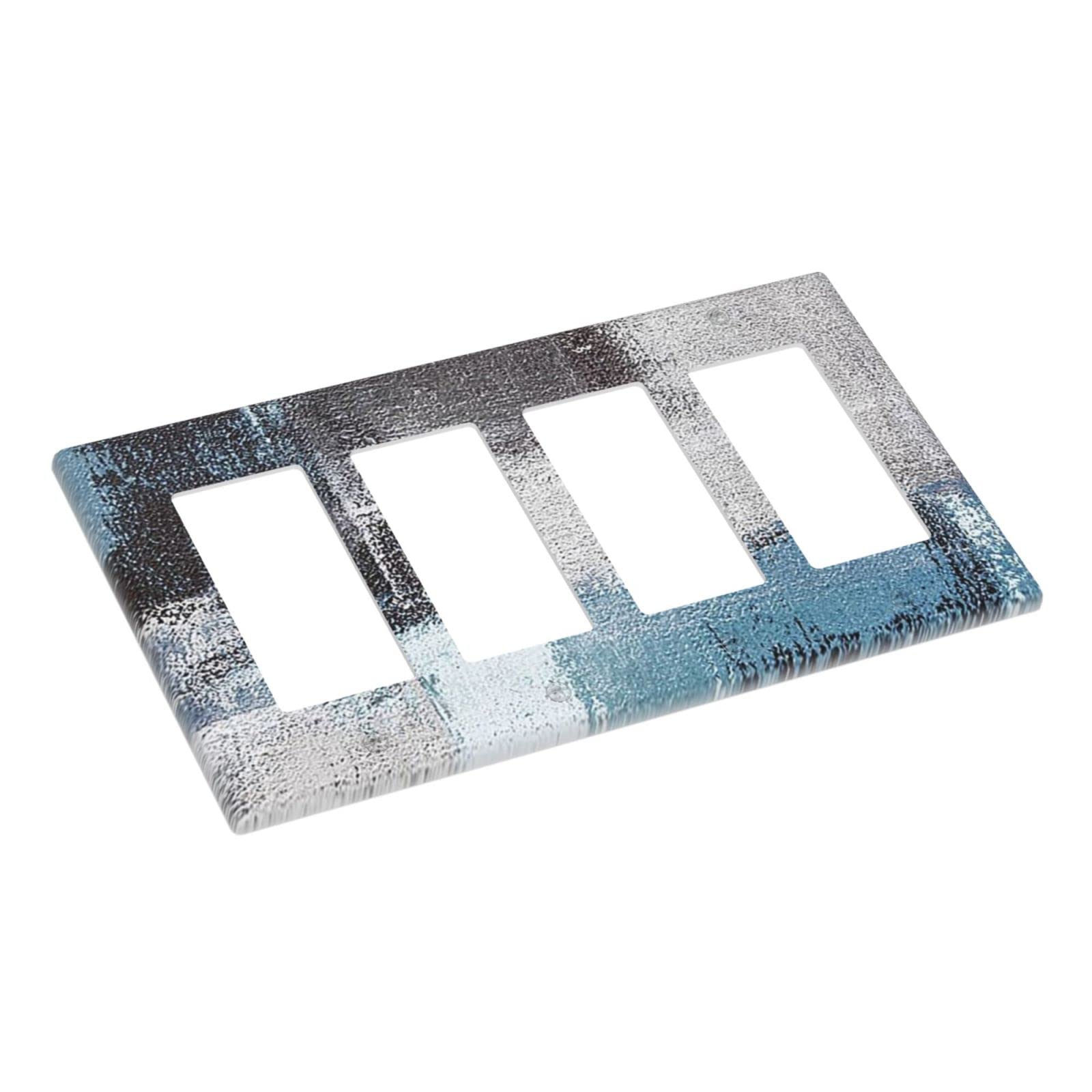 Abstract Blue Gray Black Quad Rocker Light Switch Cover - Decorative 4 Gang Wall Plate - Funny Lightswitch Faceplate 4.5 x 8.0 Inch - Perfect for Modern Homes, Offices & DIY Decor Projects