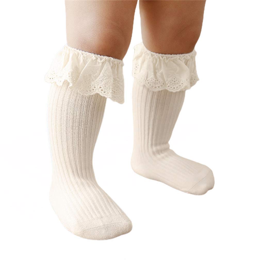 Adorable Newborn Baby Girls' High Knee Knitted Socks - Cute Ruffle Lace Long Stockings for Toddlers & Infants - Warm Winter Fall Fashion - Perfect for Photoshoots, Holidays & Daily Wear