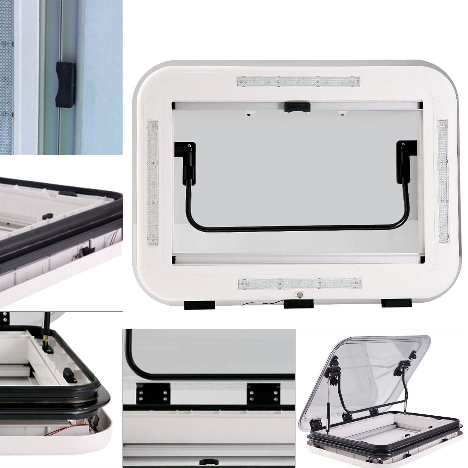 RV Caravan Motorhome LED Skylight Roof Window Hatch with Built-in Light - Perfect for RV Upgrades & Camper Ventilation
