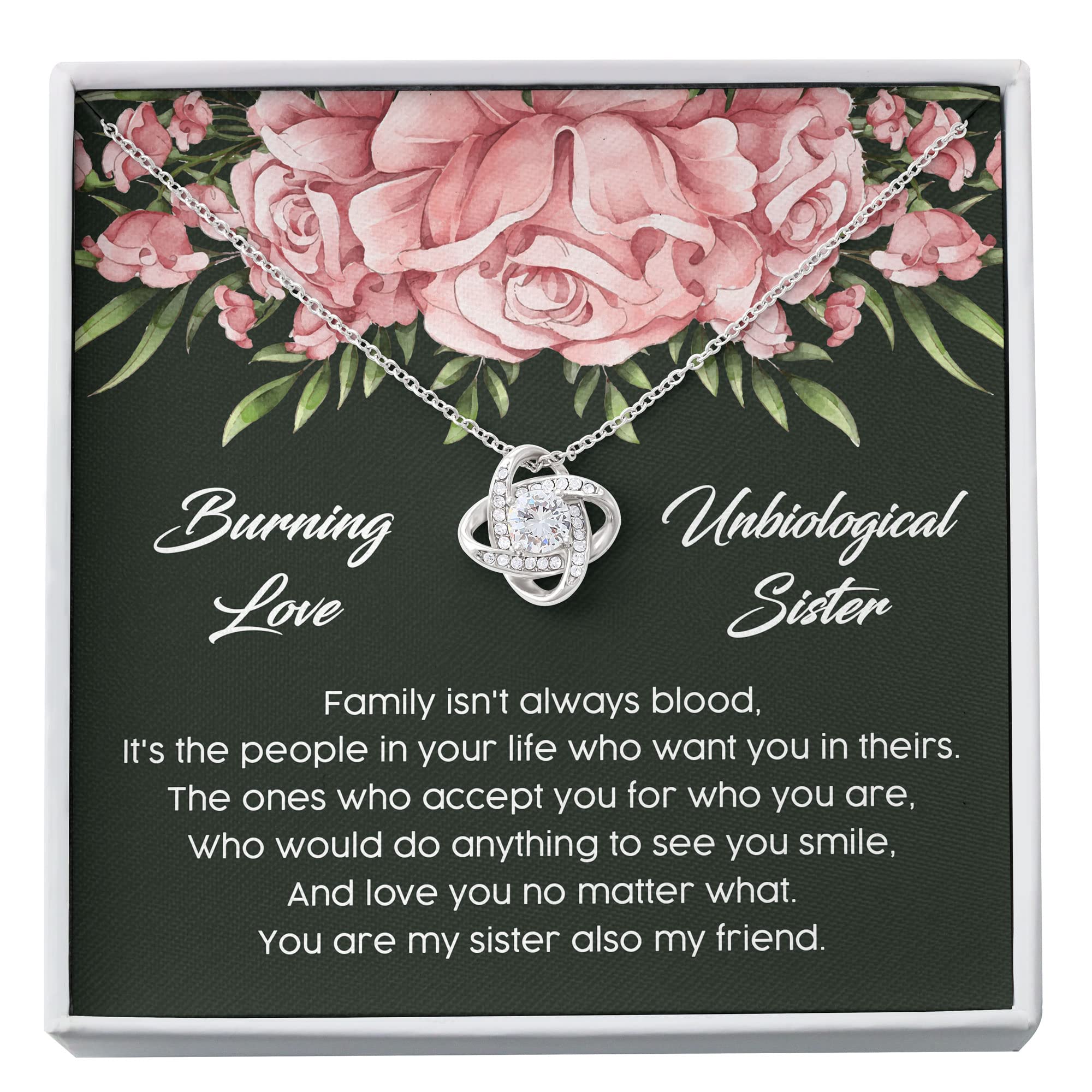 Burning Love Sister Necklace - Best Friend Gift for Women, 'You Are My Sister' BFF Jewelry, Friendship Love Knot Pendant - Perfect for Birthdays, Anniversaries & Sister Appreciation Gifts