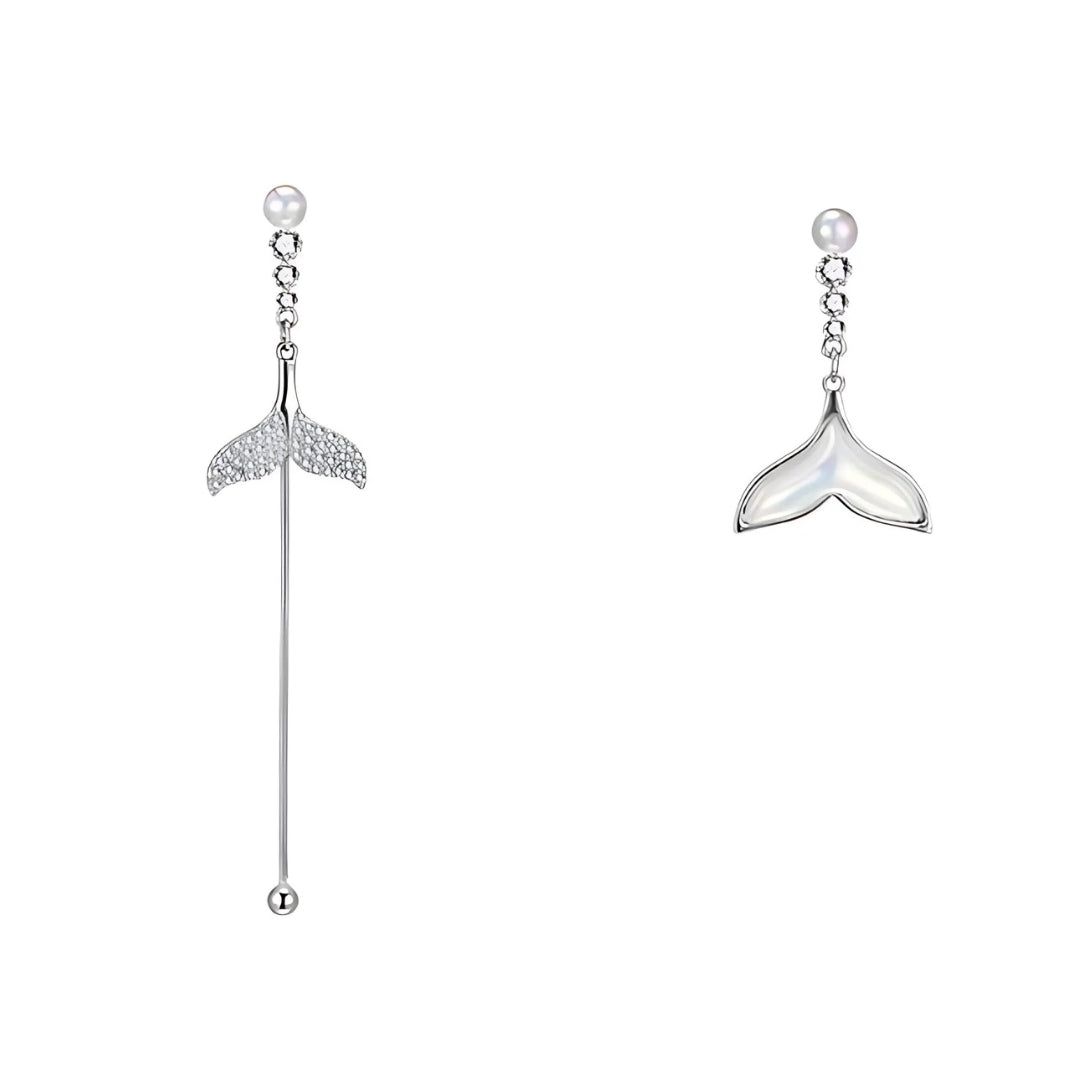 Whale Tail Ear Clips for Women - Petite Mermaid Style Stud Earrings HE0817 | Perfect for Beach Parties, Mermaid Themed Events & Everyday Wear