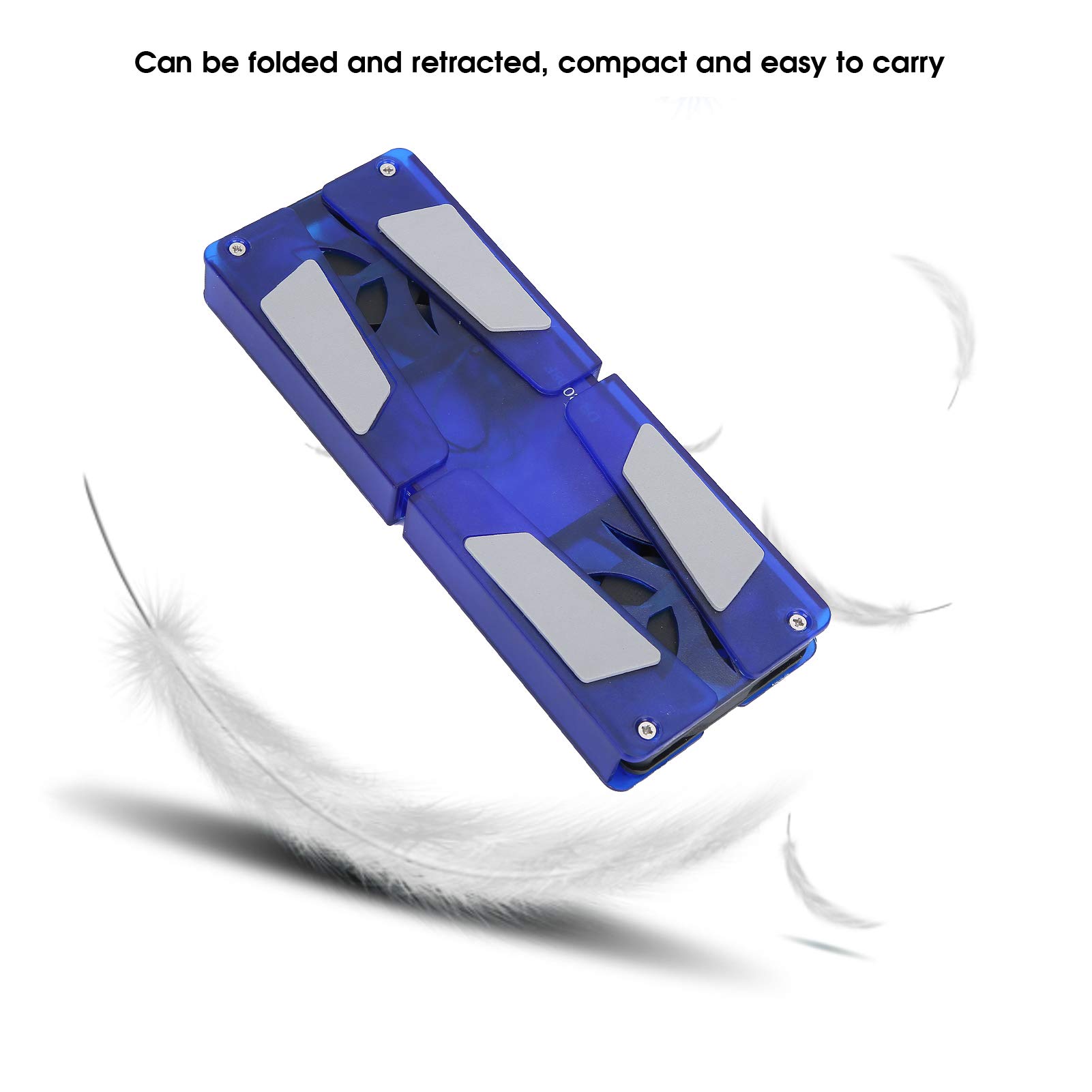 Laptop Cooling Stand with 2 Fans, Foldable USB-Powered Laptop Cooler Pad, Blue Computer Cooling Fan for Enhanced Performance and Gaming