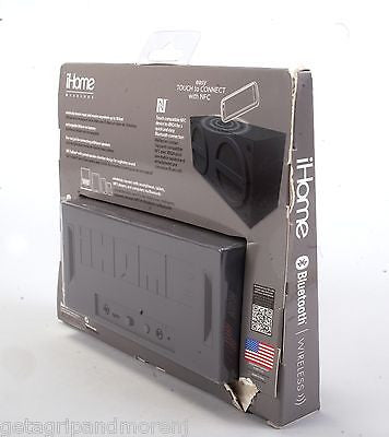 iHOME Gray Bluetooth Wireless Speaker - Portable, Rechargeable, Rubberized Mini Stereo Sound for Home, Office & Outdoor Use