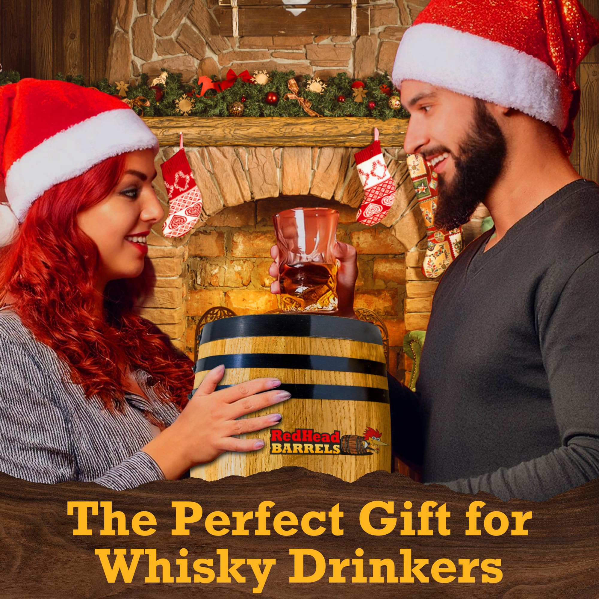 Custom Engraved 2 Liter Oak Barrel for Aging Whiskey, Rum, Tequila, Bourbon, Scotch & Wine - Handcrafted Charred Oak Barrel for Home Distilling & Personalized Gifts - Perfect for Home Bars, Man Caves & Whiskey Enthusiasts