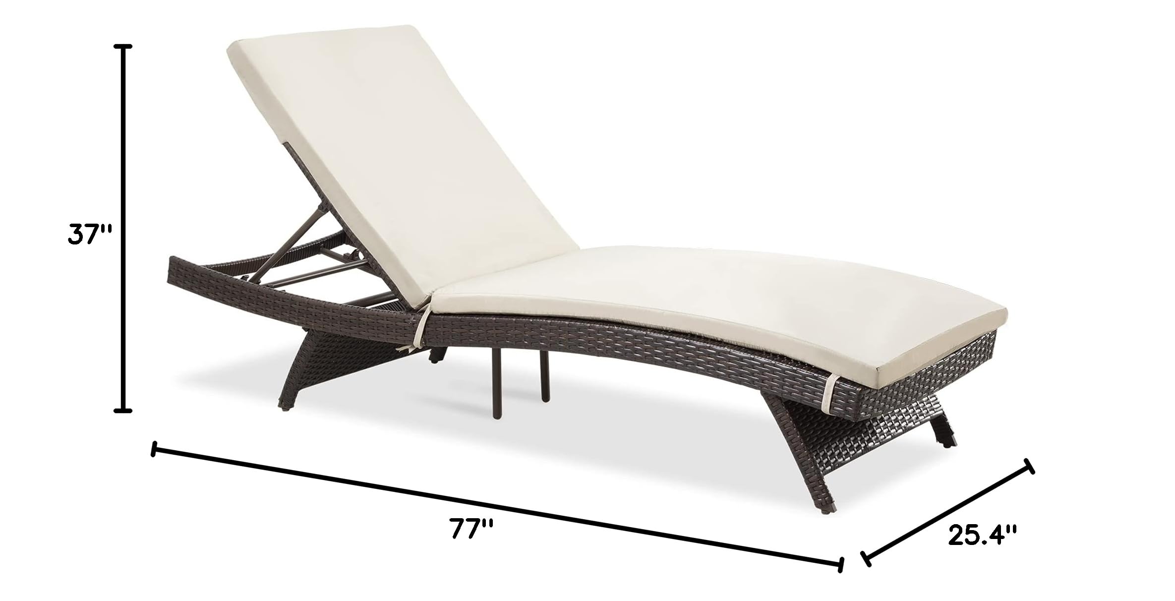Pamapic Adjustable Patio Chaise Lounge Chair with Removable Cushion - 1-Piece Outdoor Poolside Lounge Set for Backyard, Porch & Garden Relaxation | Perfect for Sunbathing, Lounging by the Pool, or Enjoying Outdoor Leisure Time