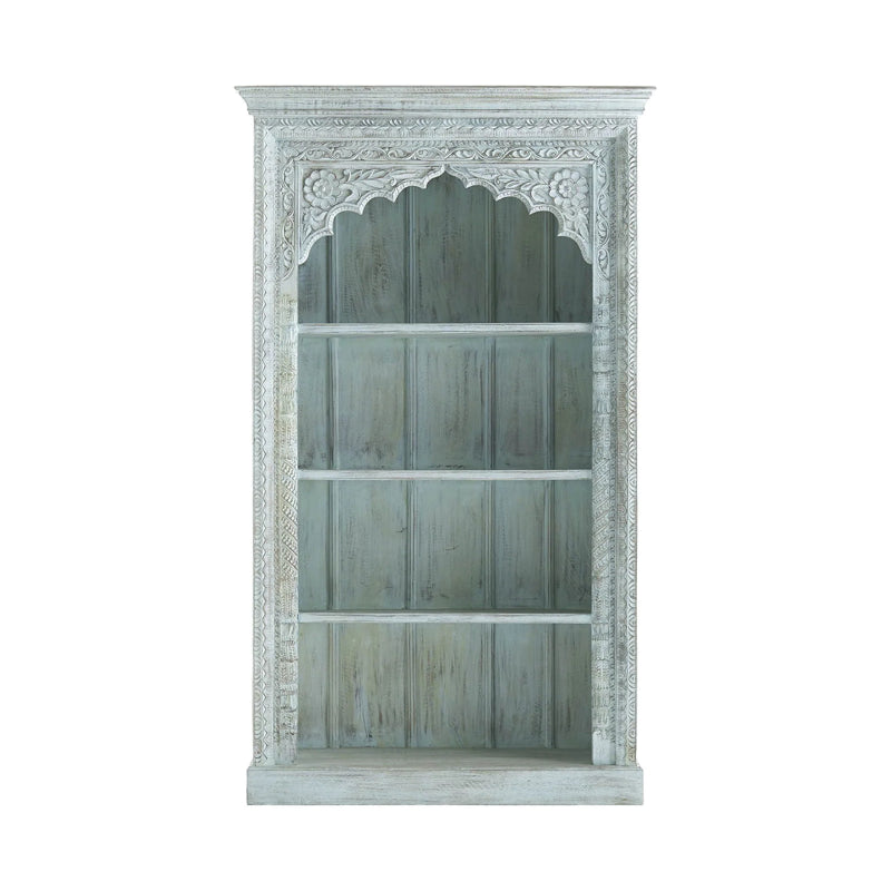 Hand Carved Wooden Flower Design Bookshelf - Vintage Home Decor for Living Room, Bedroom & Office - Perfect for Organizing Books, Plants & Decorative Items