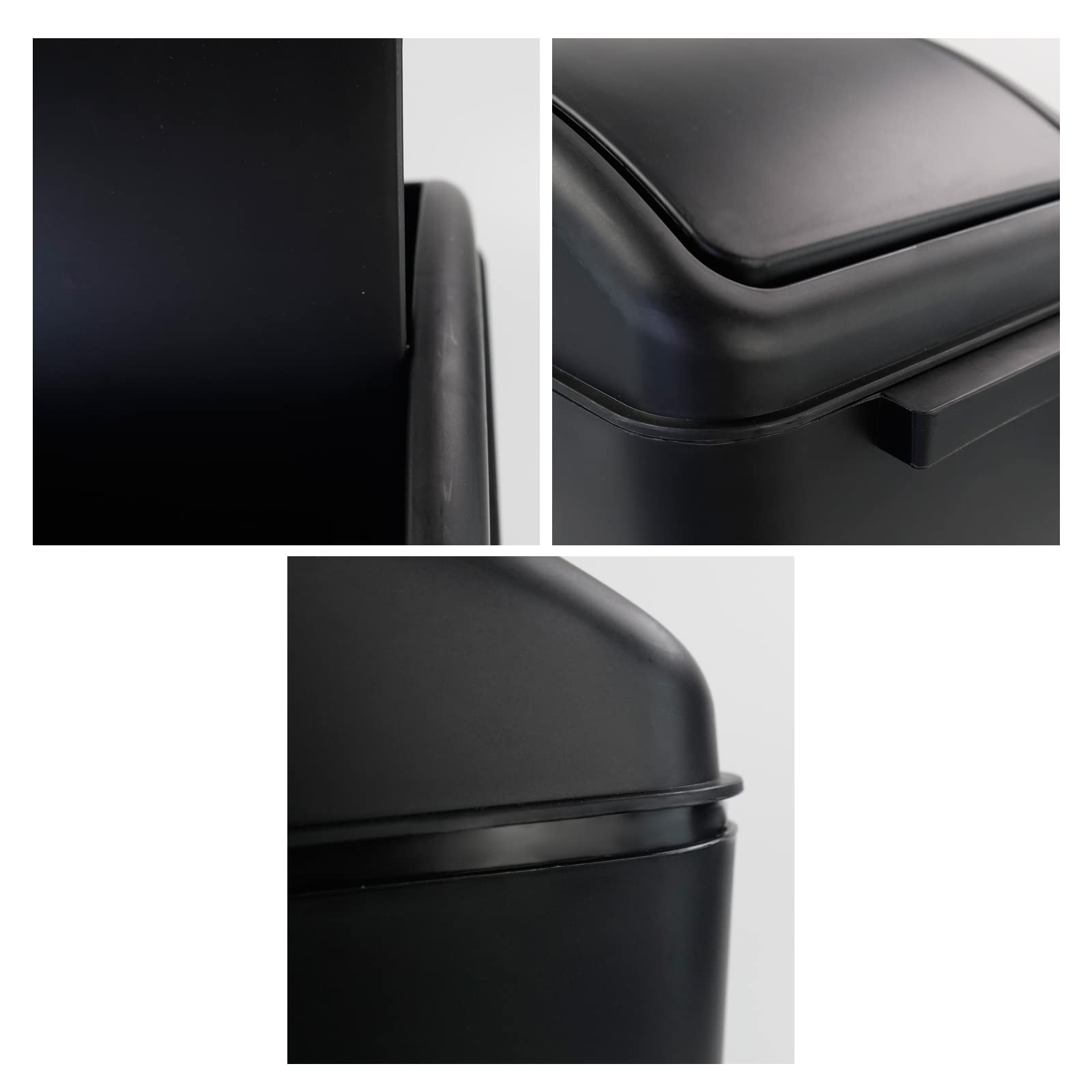 Qskely 4.5 Gallon Plastic Swing-Top Trash Can with Lid - Black Kitchen Wastebasket for Bathroom, Office & Home Use - Odor-Proof Small Garbage Bin with Swing Door