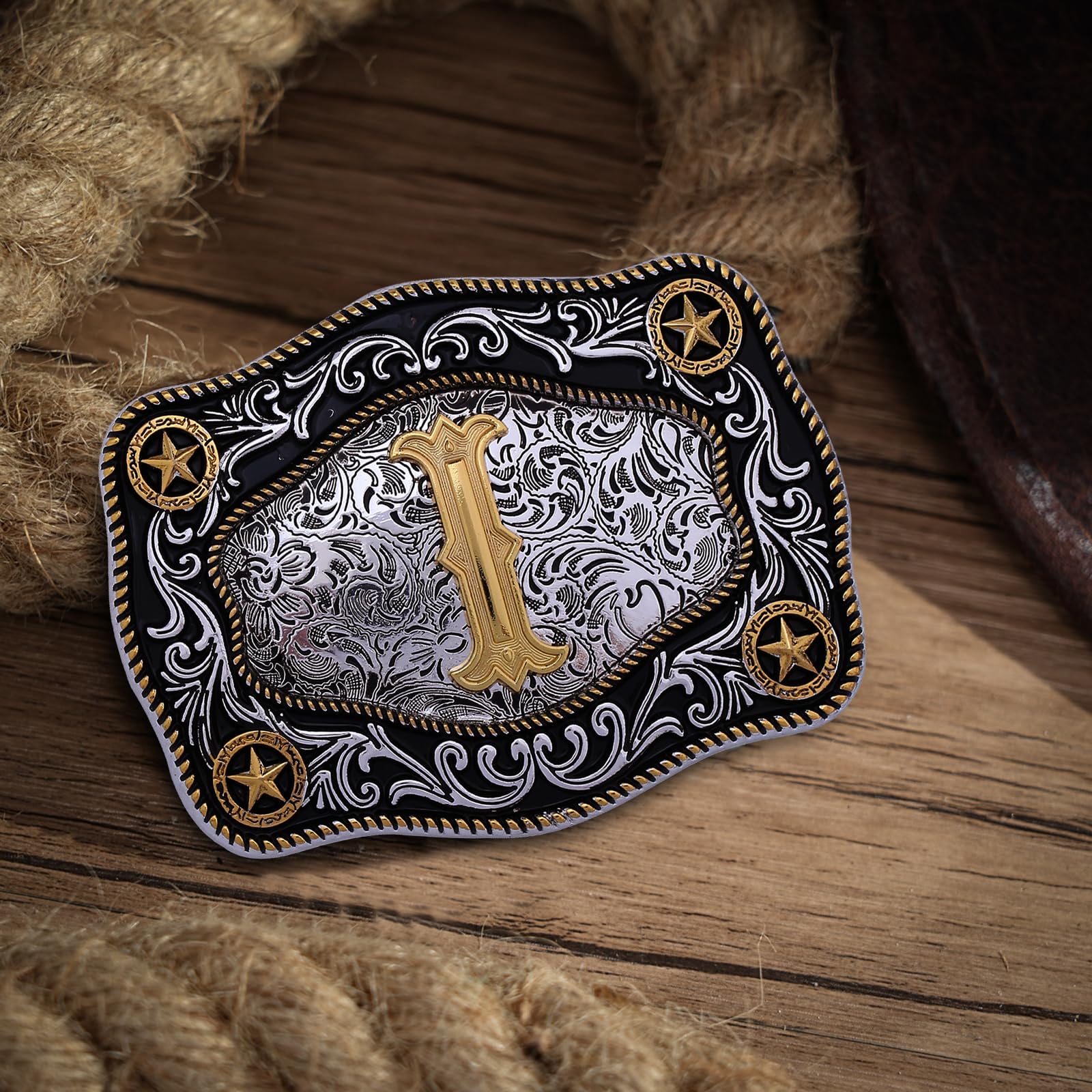 Custom Initial Letter Western Belt Buckle - Large Gold Cowboy Belt Buckle for Men & Women (A-Z) - Perfect for Rodeo, Country Music Festivals & Western Fashion