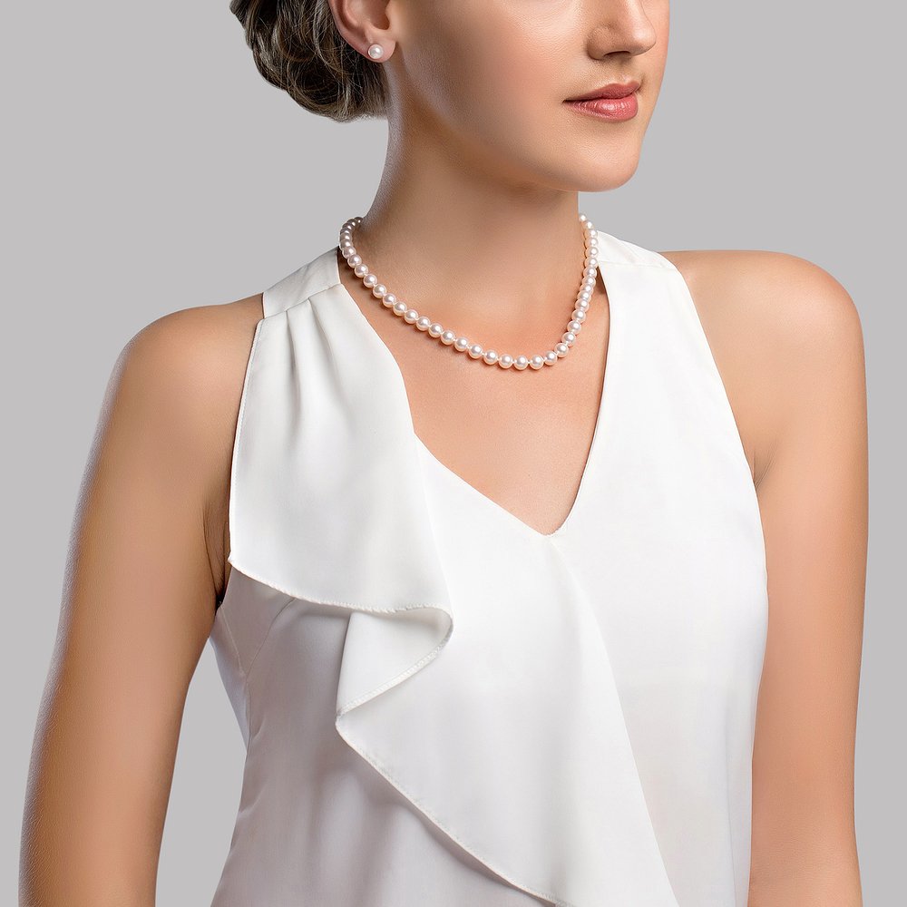14K Gold Hanadama Akoya Pearl Necklace - 17