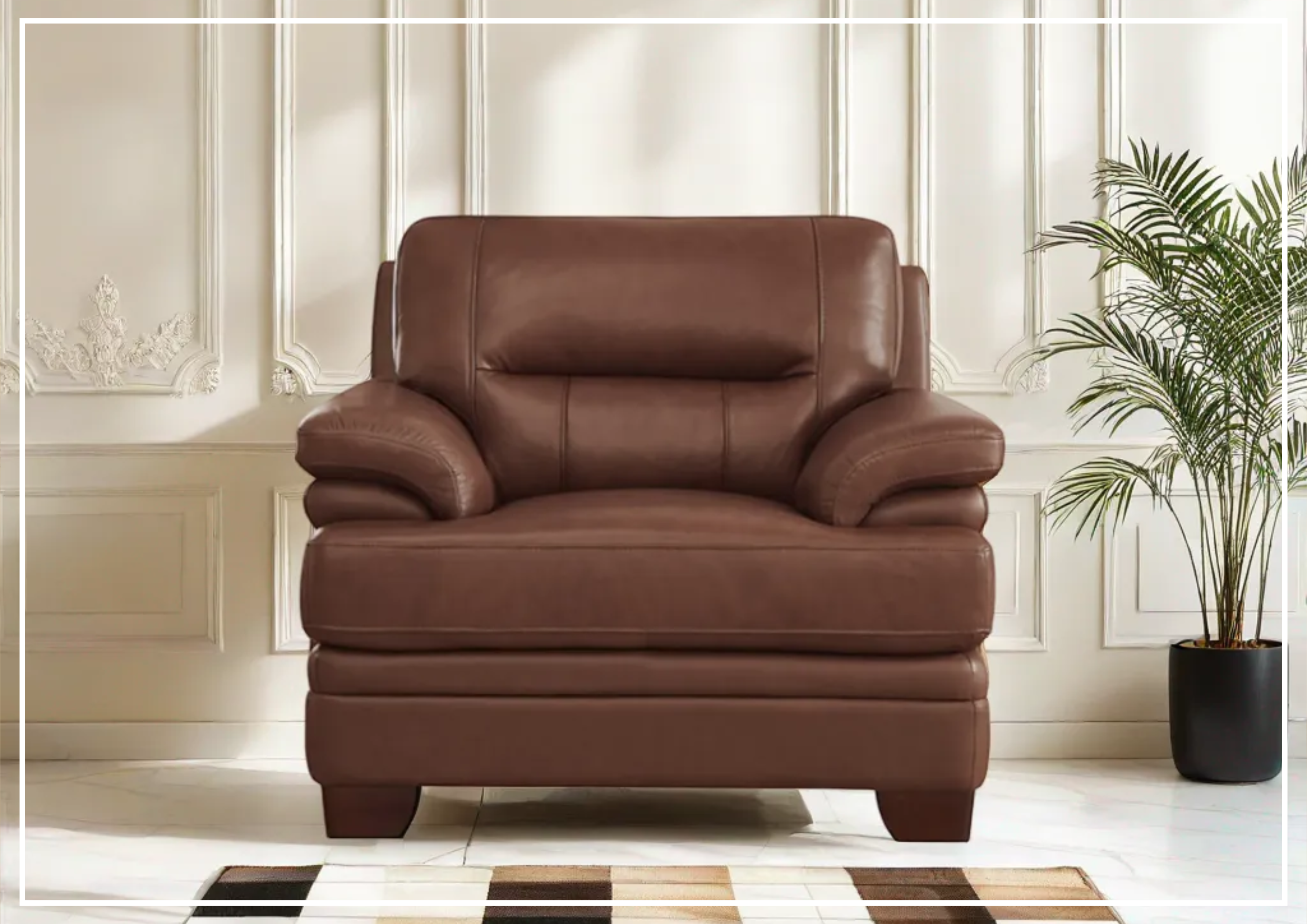Premium Hydeline Luxor Leather Chair with Cushioned Arms - Luxurious Office & Living Room Seating for Home & Workspace