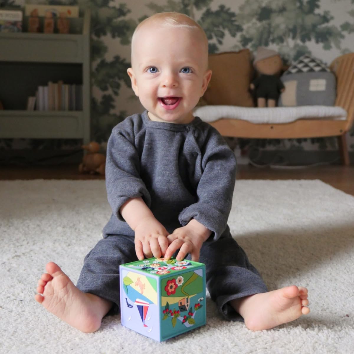 Joyeuse Ma 1st Storyteller - Story Box with 50 Lullabies & Wake-Up Games - Interactive Baby Toy Gift - Made in France - USB Cable Included - Perfect for Bedtime, Playtime & Early Childhood Development