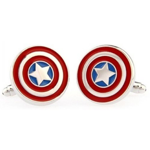 Captain America Avengers Shield Cufflinks - Marvel Superhero Gifts for Men - USA Seller - Perfect for Weddings, Business Meetings & Comic Con Events