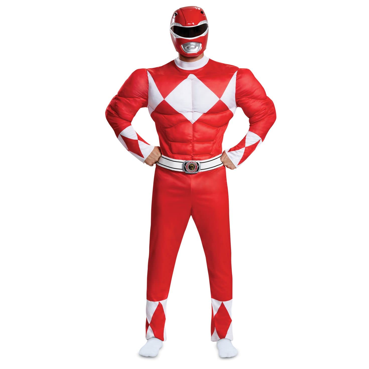Red Ranger Classic Muscle Adult Costume for Men - Premium Superhero Halloween Cosplay Outfit | Perfect for Halloween Parties, Comic Con & Cosplay Events